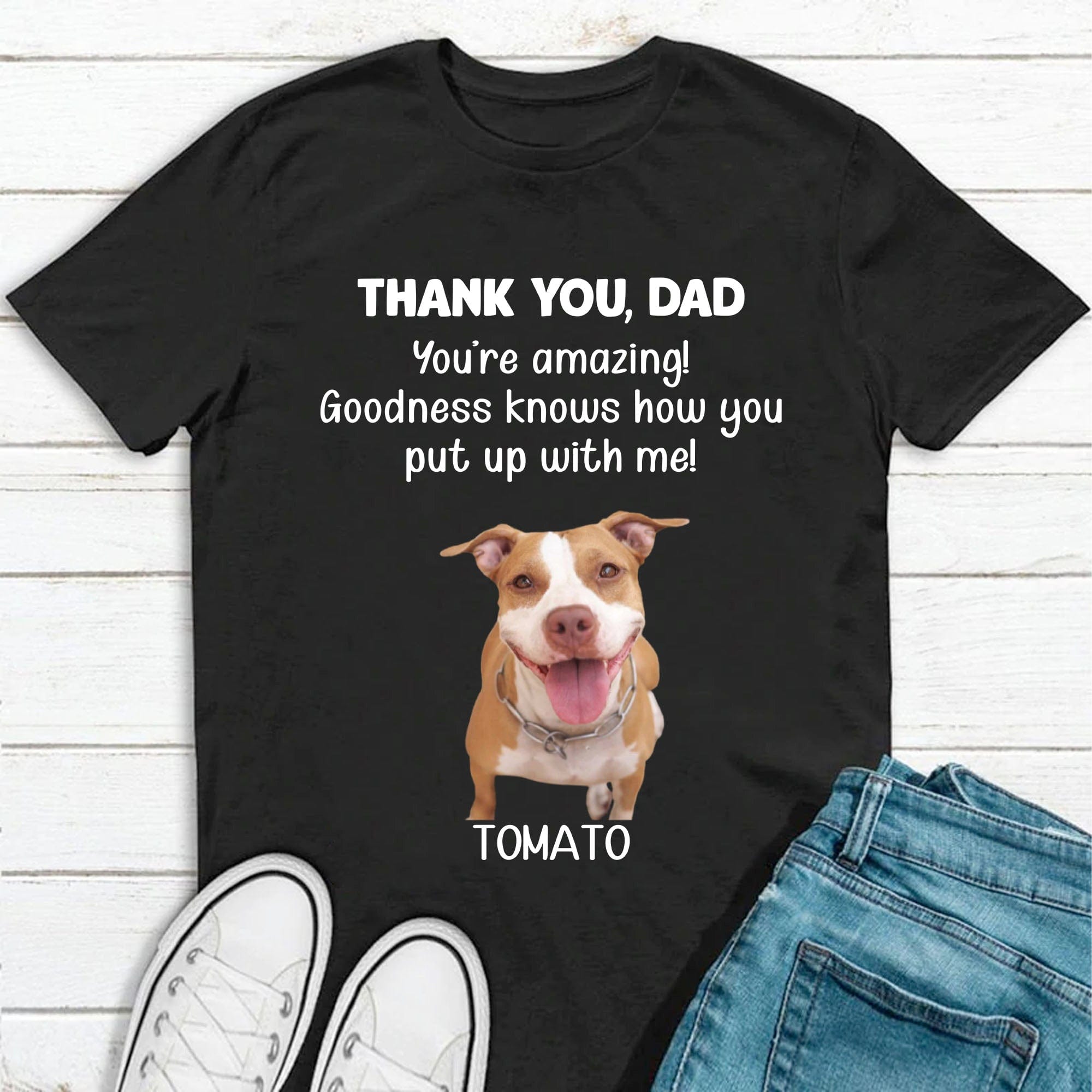 GeckoCustom Goodness Knows Personalized Dog Cat Pet Photo Shirt C284 Basic Tee / Black / S