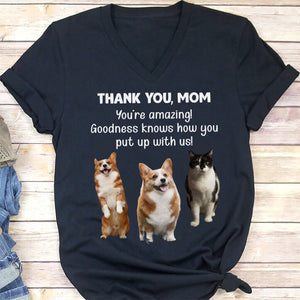 GeckoCustom Goodness Knows Personalized Dog Cat Pet Photo Shirt C284 Women V-neck / V Black / S