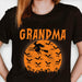 GeckoCustom Grandma Mom Witch With GrandKids Halloween Personalized Custom Frontside Shirt C460 Women Tee / Black Color / S