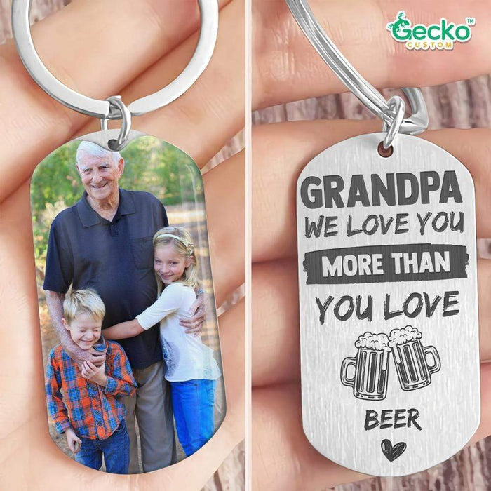 GeckoCustom Grandpa We Love You More Than You Love Family Metal Keychain HN590
