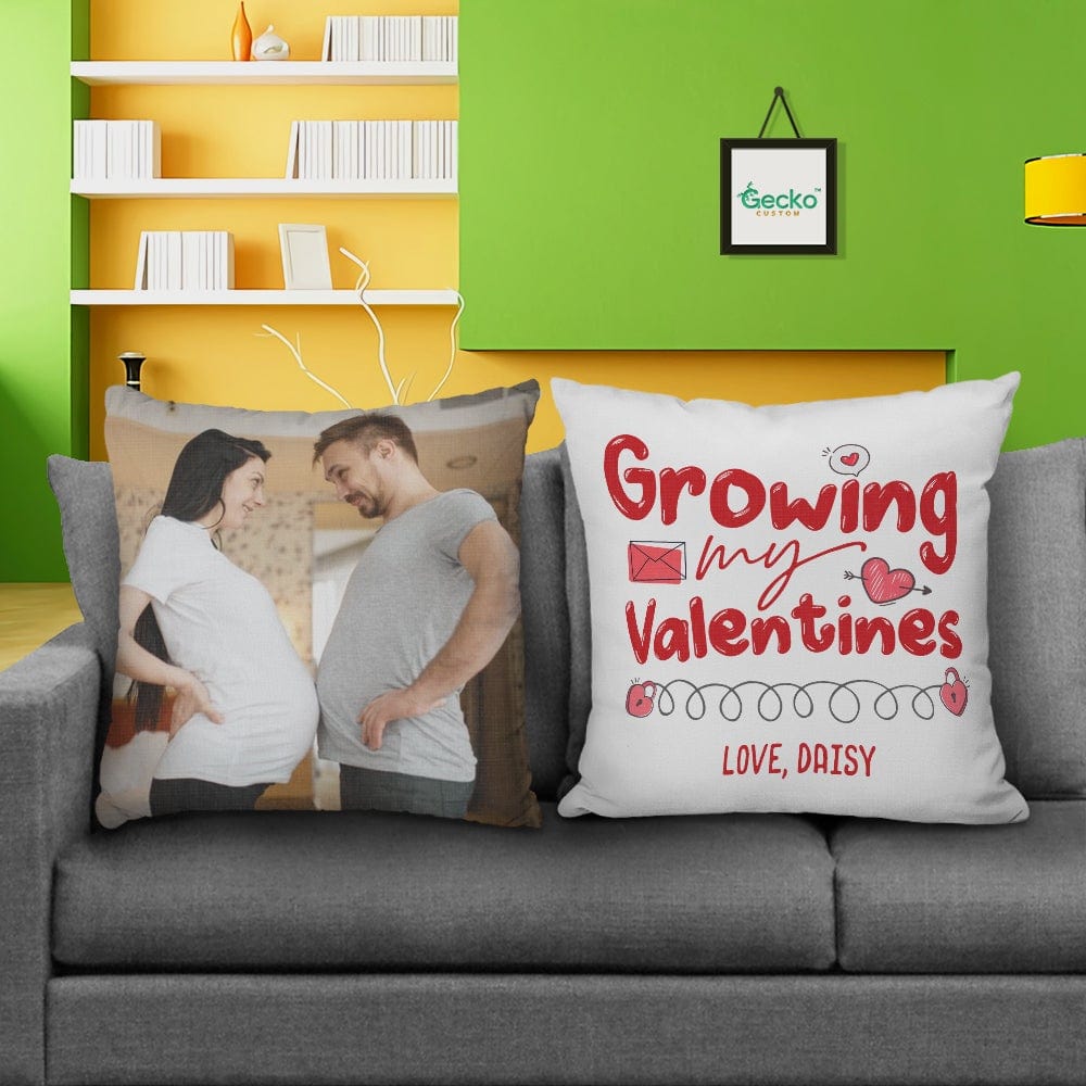 GeckoCustom Growing My Valentines Couple Throw Pillow HN590 14x14 in / Pack 1