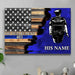 GeckoCustom Half Thin Blue Line Flag Personalized Police Officer Canvas Print H578 12"x8"