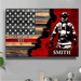 GeckoCustom Half Thin Red Line Bunker Gear With Unit Number & Name, Personalized Firefighter Canvas Print, SG02