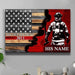 GeckoCustom Half Thin Red Line Bunker Gear With Unit Number & Name, Personalized Firefighter Canvas Print, SG02 12"x8"