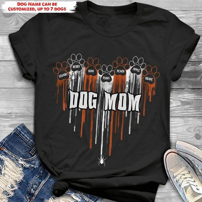 GeckoCustom Halloween Dog Mom Paws Heart Dog Tshirt, Dog Lover Gift, Halloween Gift, HN590 Basic T-Shirt / Black / S
