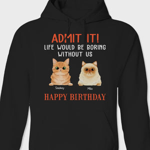 GeckoCustom Happy Birthday Admit It Life Would Be Boring Without Me Cat Shirt N304 889093 Pullover Hoodie / Black Colour / S