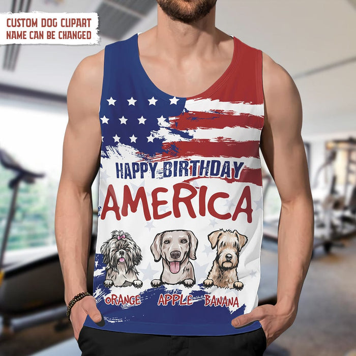 GeckoCustom Happy Birthday America Custom Dog, Dog Lover Tanktop, HN590