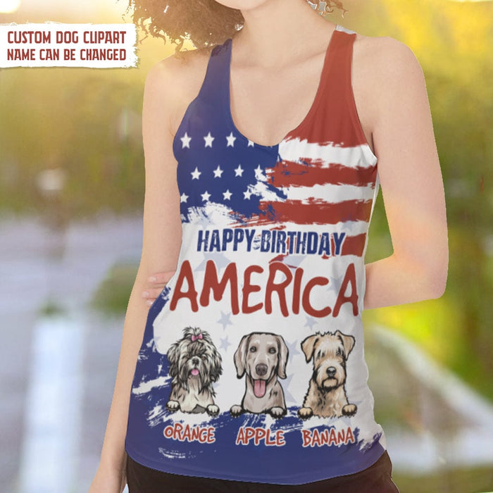 GeckoCustom Happy Birthday America Custom Dog, Dog Lover Tanktop, HN590