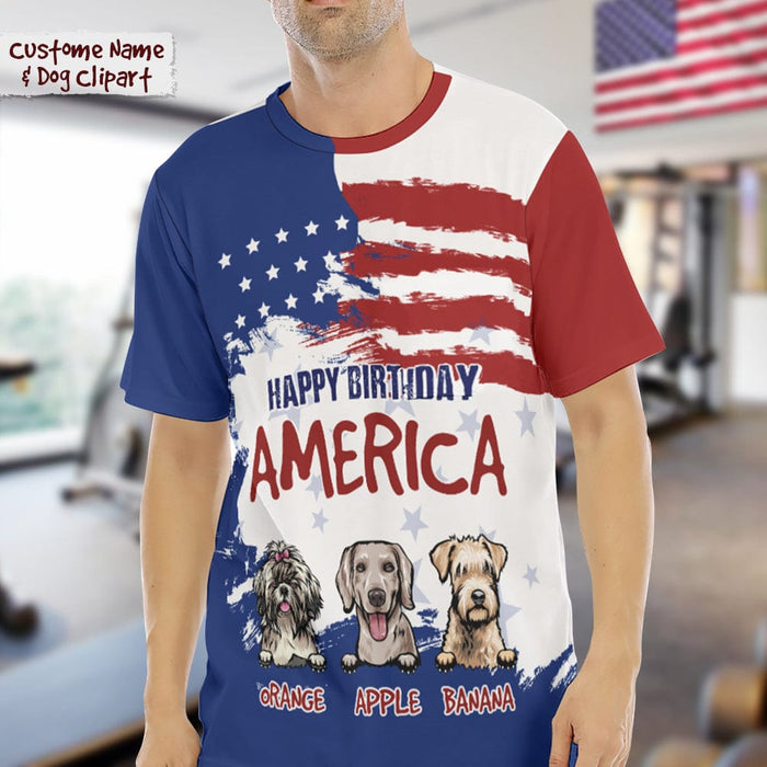 GeckoCustom Happy Birthday America Dog Shirt, HN590