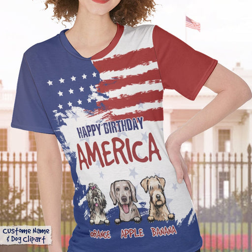 GeckoCustom Happy Birthday America Dog Shirt, HN590