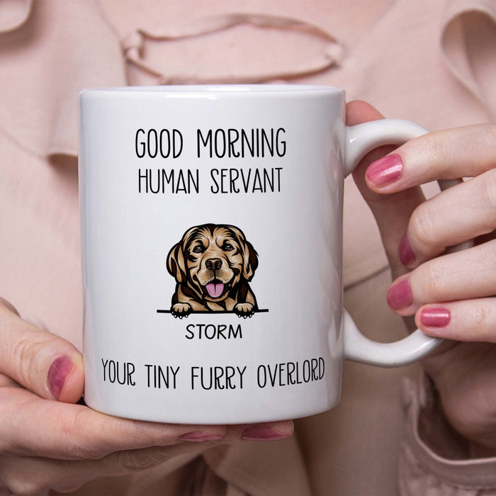 GeckoCustom Happy Birthday Human Servant Personalized Custom Dog Mug C334