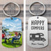 GeckoCustom Happy Camper Camping Metal Keychain, Photo Keyring, Camping Gift HN590 No Gift box / 1.77" x 1.06"