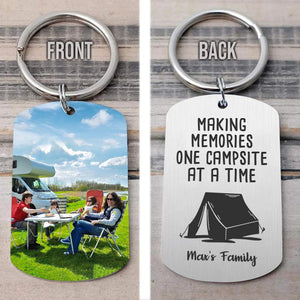 GeckoCustom Happy Camper Camping Metal Keychain, Photo Keyring, Camping Gift HN590