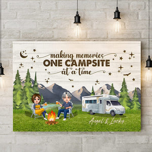 GeckoCustom Happy Camper Couple Chibi Camping Canvas  HN590 12 x 8 Inch / Satin Finish: Cotton & Polyester