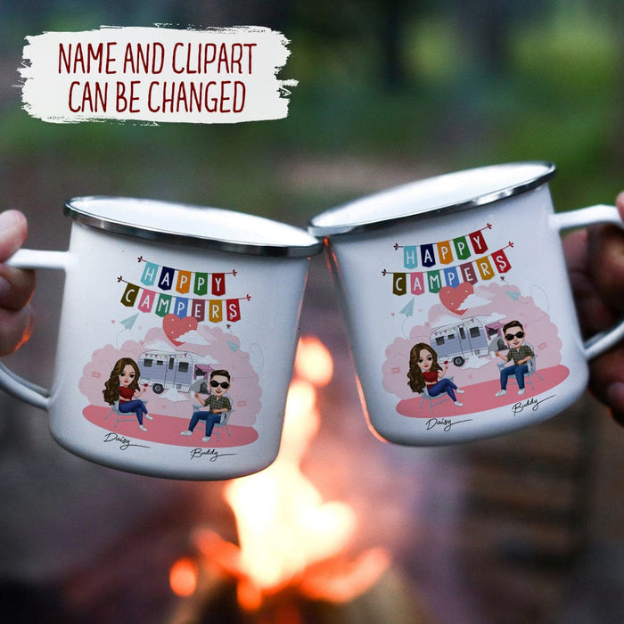 Personalised Custom Name Campervan Enamel Mug Camping Vacation