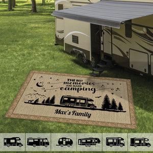 GeckoCustom Happy Campers Camping Patio Rug, Patio Mat K228 HN590