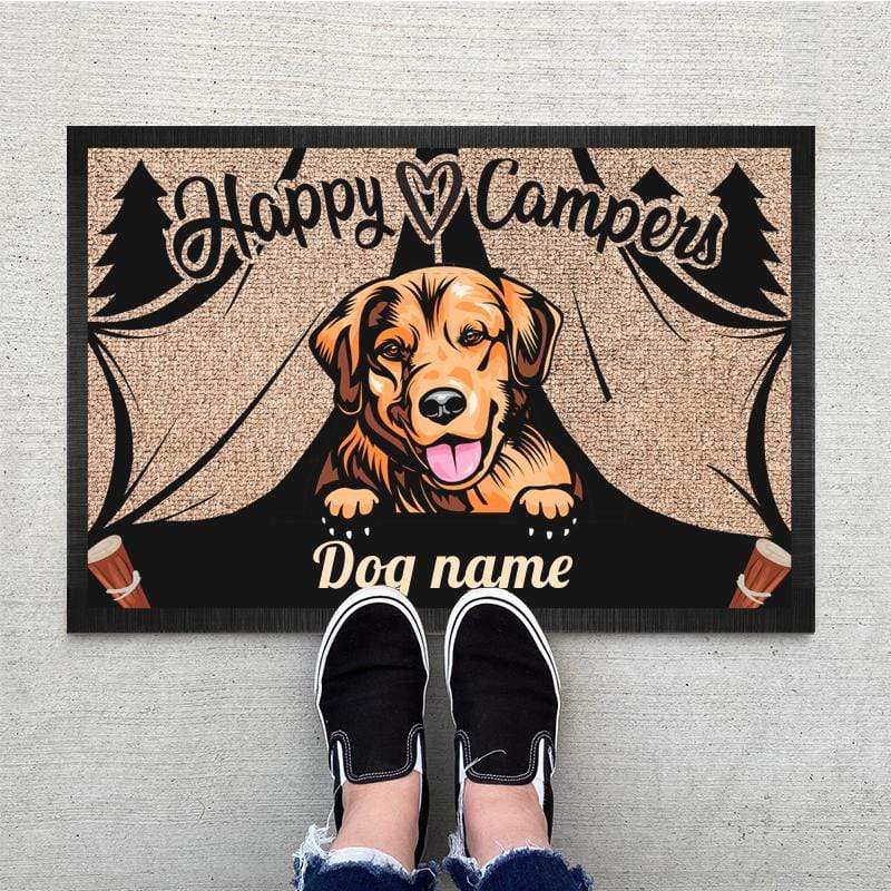 GeckoCustom Happy Campers Doormat, Dog Lover Gift, Camping Gift HN590