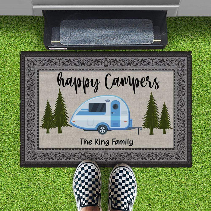 GeckoCustom Happy Campers Personalized Camping Doormat 24x16 inch - 60x40 cm