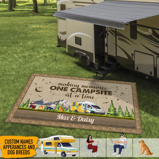 GeckoCustom Happy Campers With Dog Camping Patio Rug, Camping Dog Patio Mat HN590 4.6'x8 (55x96 inch)