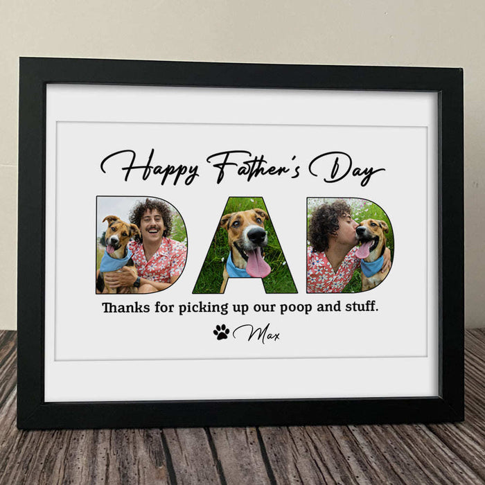 GeckoCustom Happy Father's Day, Dog Picture Frame HN590 10"x8"