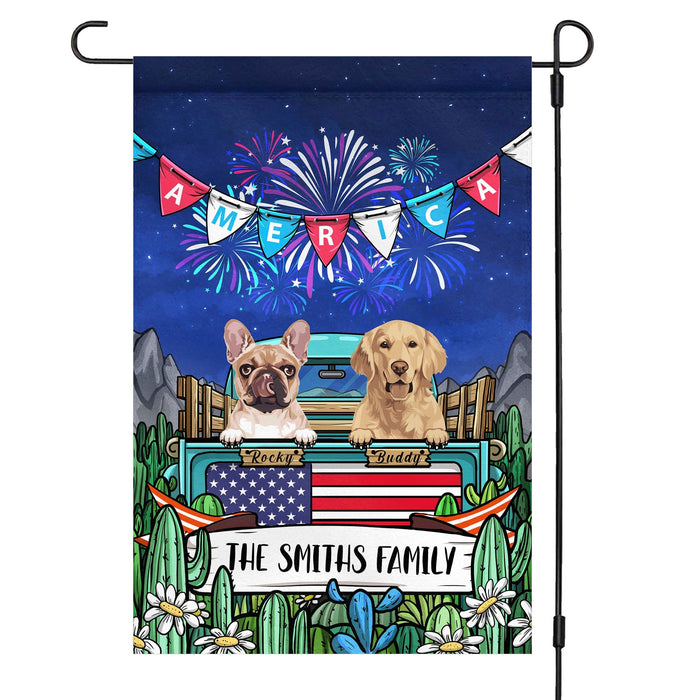 GeckoCustom Happy Fourth Of July Dog Garden Flag 12"x18"