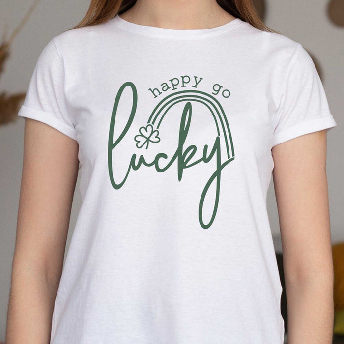 GeckoCustom Happy Go Lucky St Patricks Day Custom Shirt Unisex T Shirt / White / S