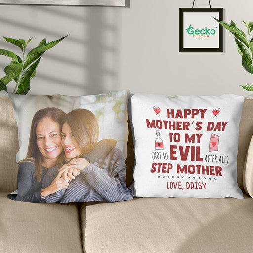 GeckoCustom Happy Mother's Day To My Step Mother Family Throw Pillow HN590 14x14 in / Pack 1
