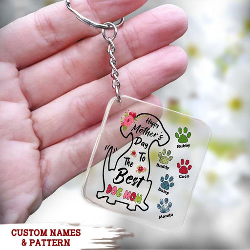 GeckoCustom Happy Mother's Day To The Best Dog Mom Acrylic Keychain, HN590