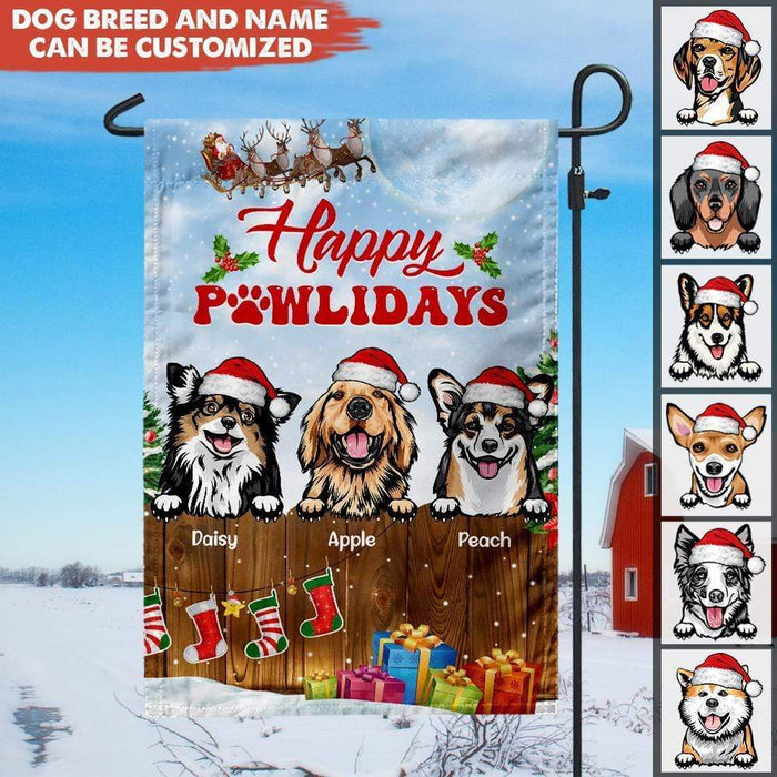 GeckoCustom Happy Pawlidays Dog Garden Flag, Personalized Dog Lover Gift, Christmas Gift, HN590