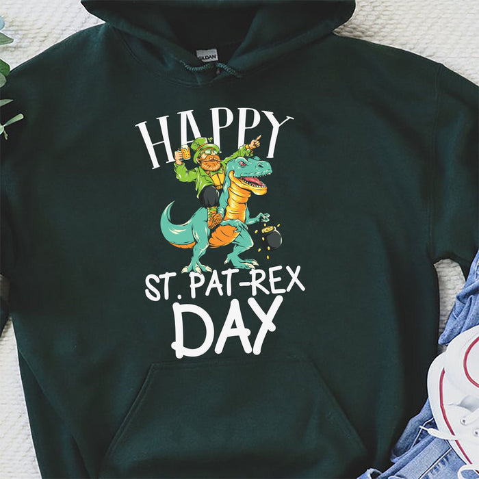GeckoCustom Happy St Pat-Rex Day Shirt C171 Pullover Hoodie / Irish Green Colour / S