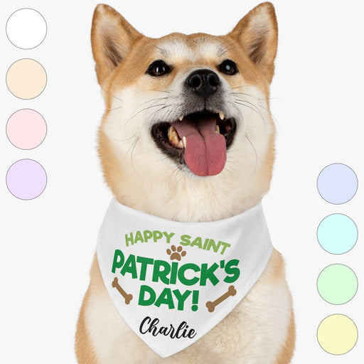 GeckoCustom Happy St. Patrick's Day Bandana Personalized Dog Cat Pet Bandana C620 23.5"x16"