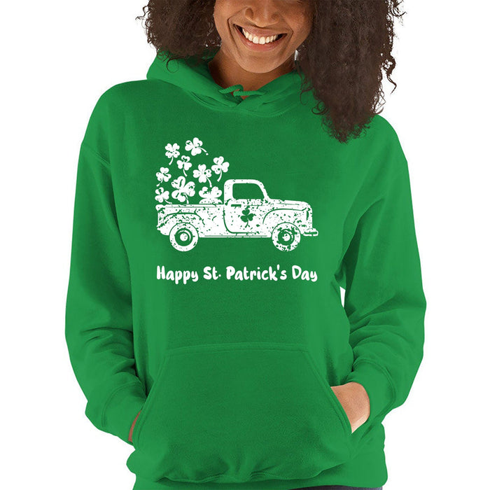 GeckoCustom Happy St Patrick's Day Custom Text Shirt C141 Pullover Hoodie / Irish Green Colour / S