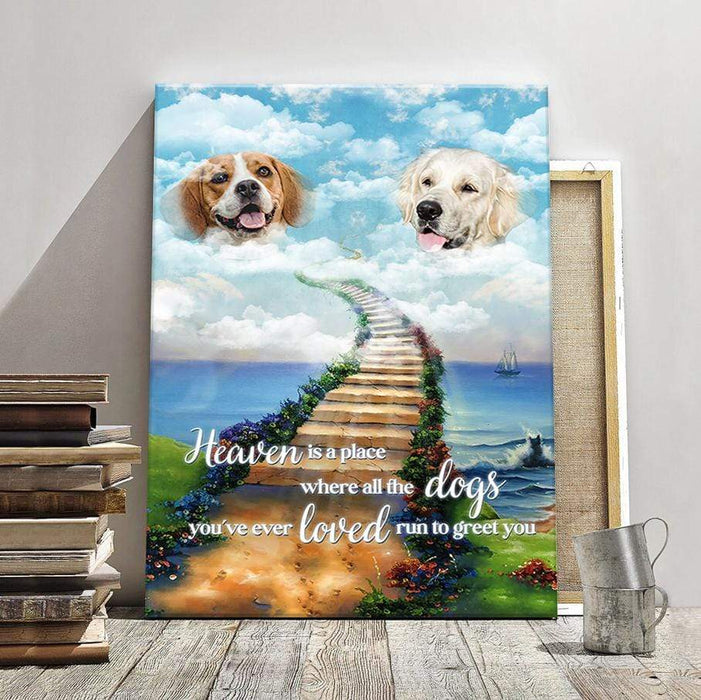 GeckoCustom Heaven Where Dogs You Loved Greet You Dog Canvas, Dog Lover Gift, Dog Loss Gift, HN590 12 x 18 Inch / Satin Finish: Cotton & Polyester