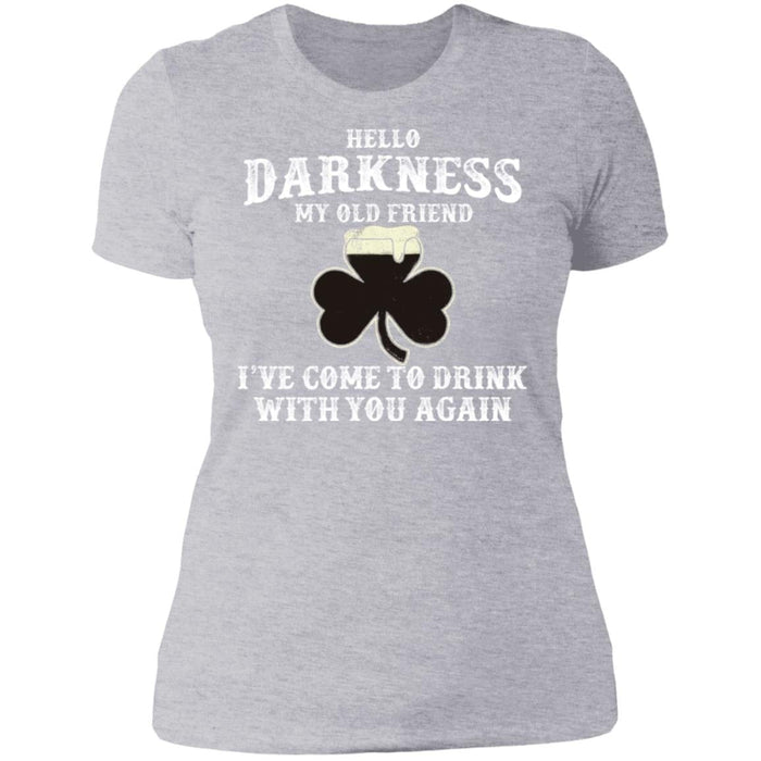 GeckoCustom Hello Darkness Old Friend Irish Drink Beer St Patrick Day Shirt Women Tee / Heather Grey / X-Small