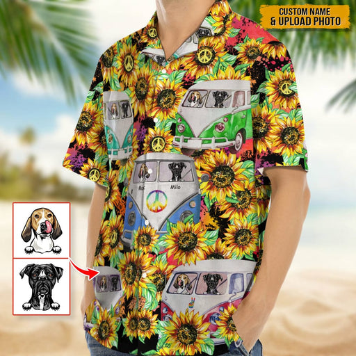 GeckoCustom Hippie Custom Clipart Dog Men's Hawaiian Shirt K228 HN590