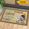 GeckoCustom Home Is Where Someone Purrs To Greet You Dog Doormat T286 HN590
