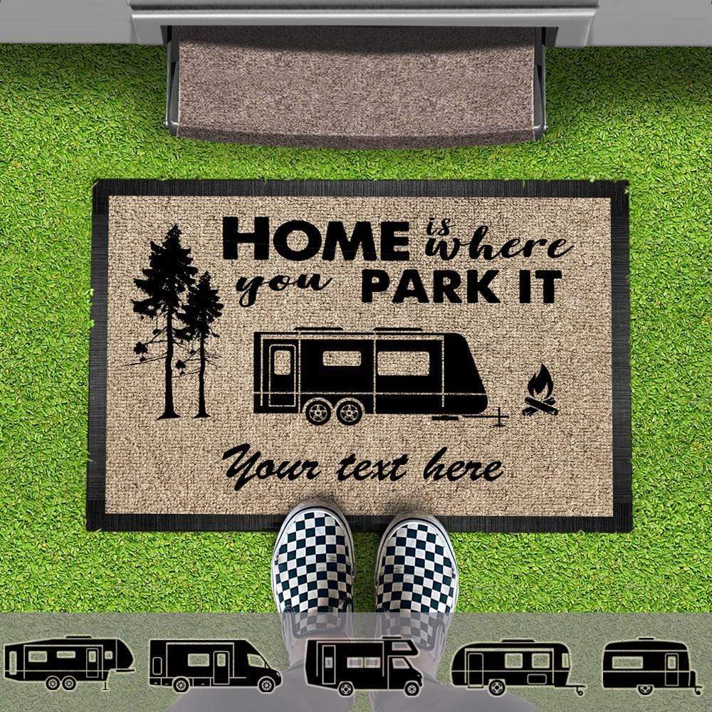 GeckoCustom Home Is Where You Park It Doormat, Outdoor Mat RV Camper, Camping Gift, HN590