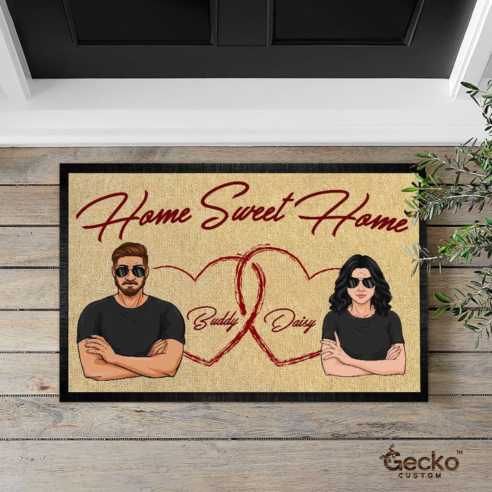GeckoCustom Home Sweet Home Couple Doormat HN590 15x24in-40x60cm