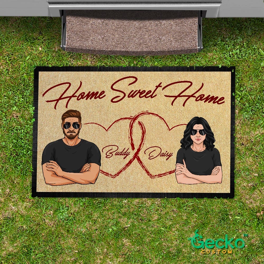 GeckoCustom Home Sweet Home Couple Doormat HN590 15x24in-40x60cm