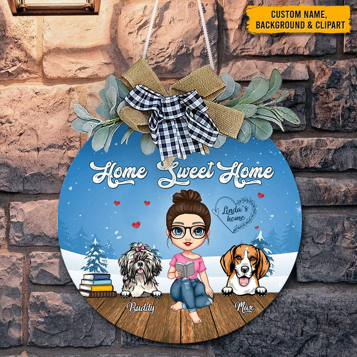 GeckoCustom Home Sweet Home Dog Wooden Door Sign T286 HN590