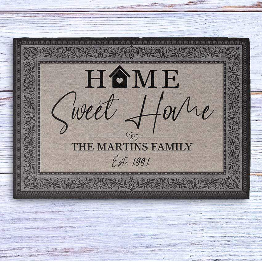 GeckoCustom Home Sweet Home Personalized Doormats 24x16 inch - 60x40 cm