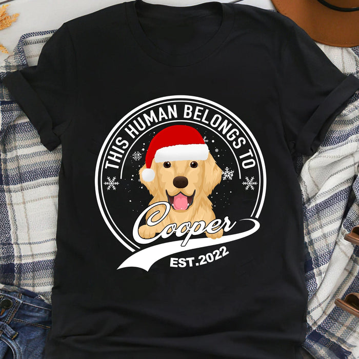 GeckoCustom Human Belongs Christmas Personalized Custom Photo Dog Shirt Dark C471