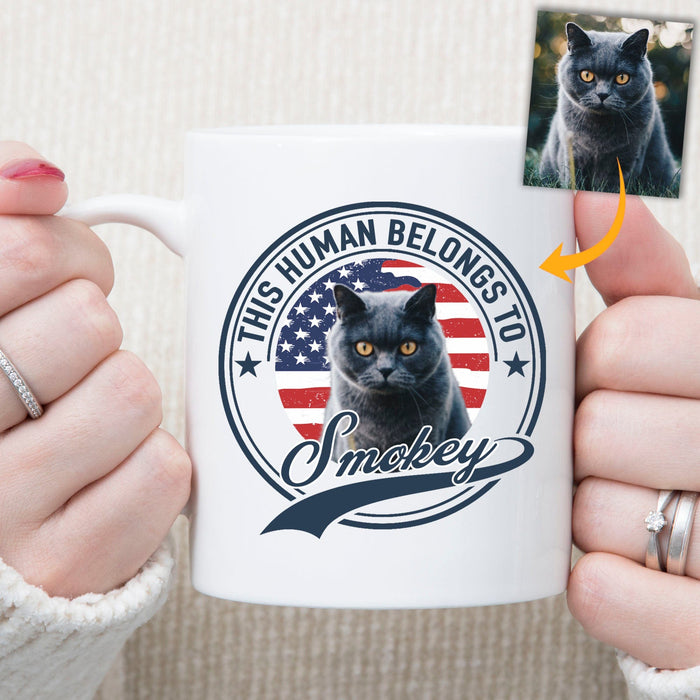 GeckoCustom Human Belongs To Dog Cat Personalized Custom Photo Dog Cat Pet Mug C251