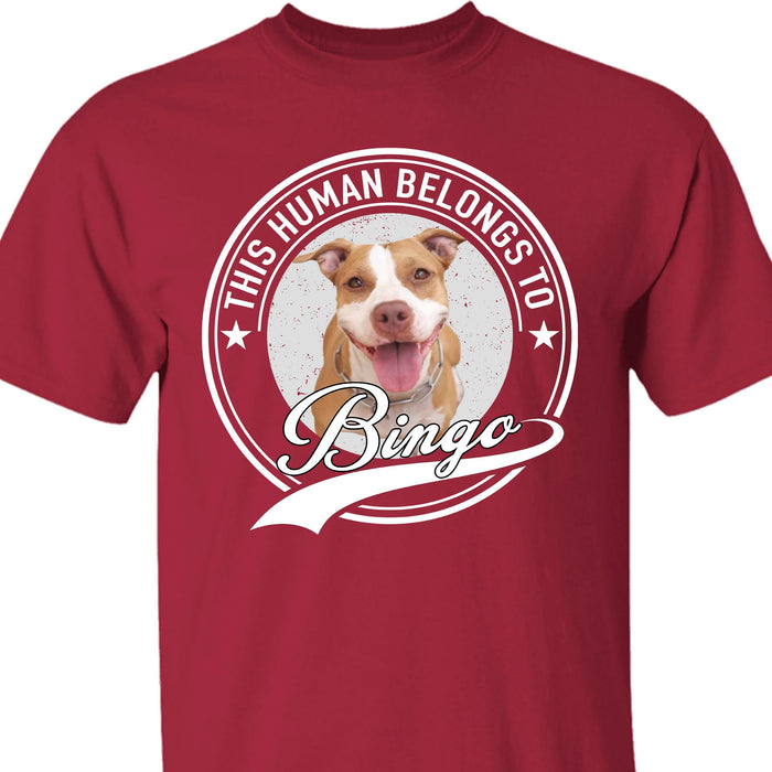 GeckoCustom Human Belongs To Dog Cat Personalized Custom Photo Dog Cat Pet Shirt For Kids C251 Youth T-Shirt / KYT-Black / YXS