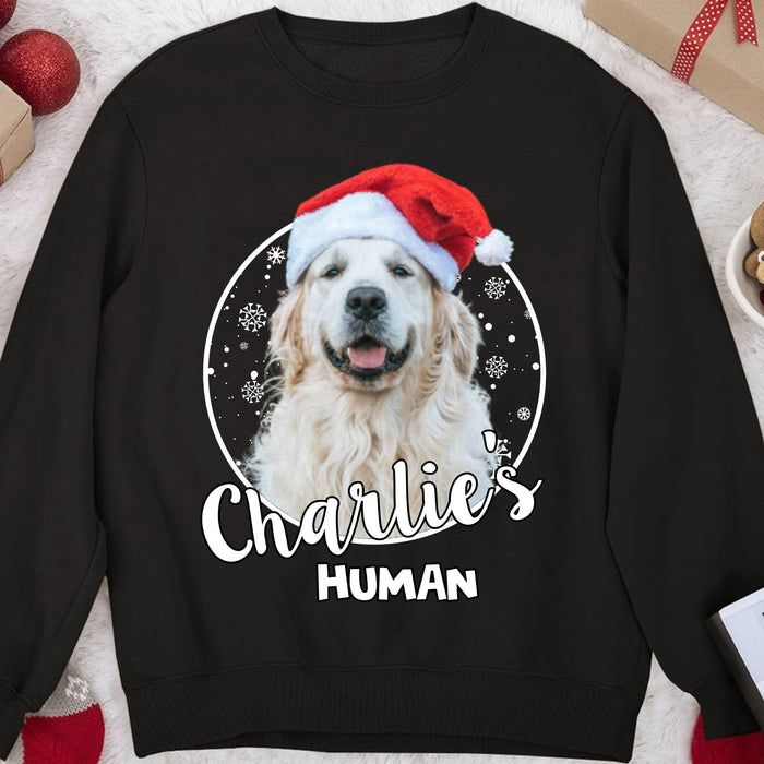 GeckoCustom Human Dog Christmas Personalized Custom Photo Dog Sweatshirt, Dog Lover Sweater Christmas C472 Sweatshirt (Favorite) / S Black / S