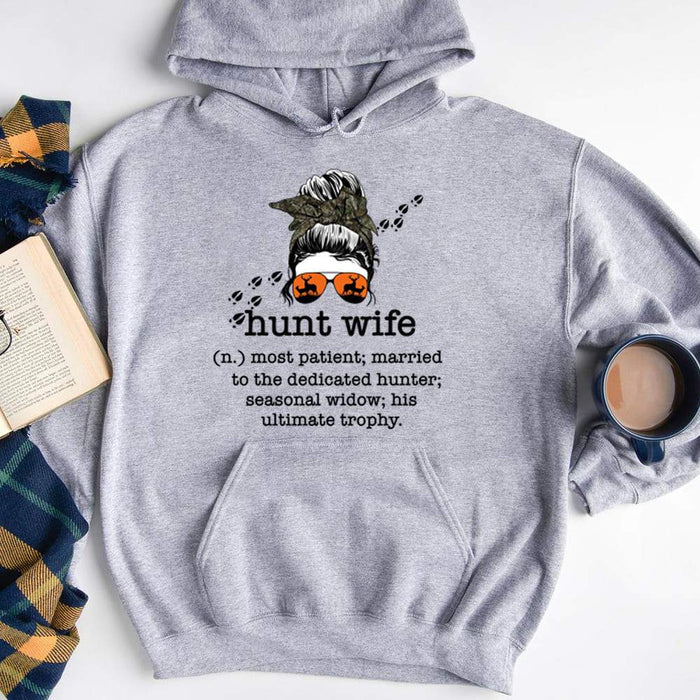 GeckoCustom Hunt Wife Definition Ultimate Trophy Wife Hunting Shirt, Gift For Hunt Wife Bright Shirt HN590 Pullover Hoodie / Sport Grey Colour / S
