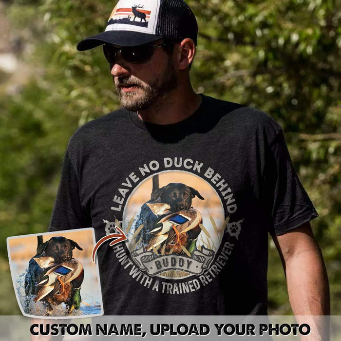 GeckoCustom Hunt With A Trained Retriever Hunting Shirt, Gift For Hunter HN590 Basic Tee / Black / S