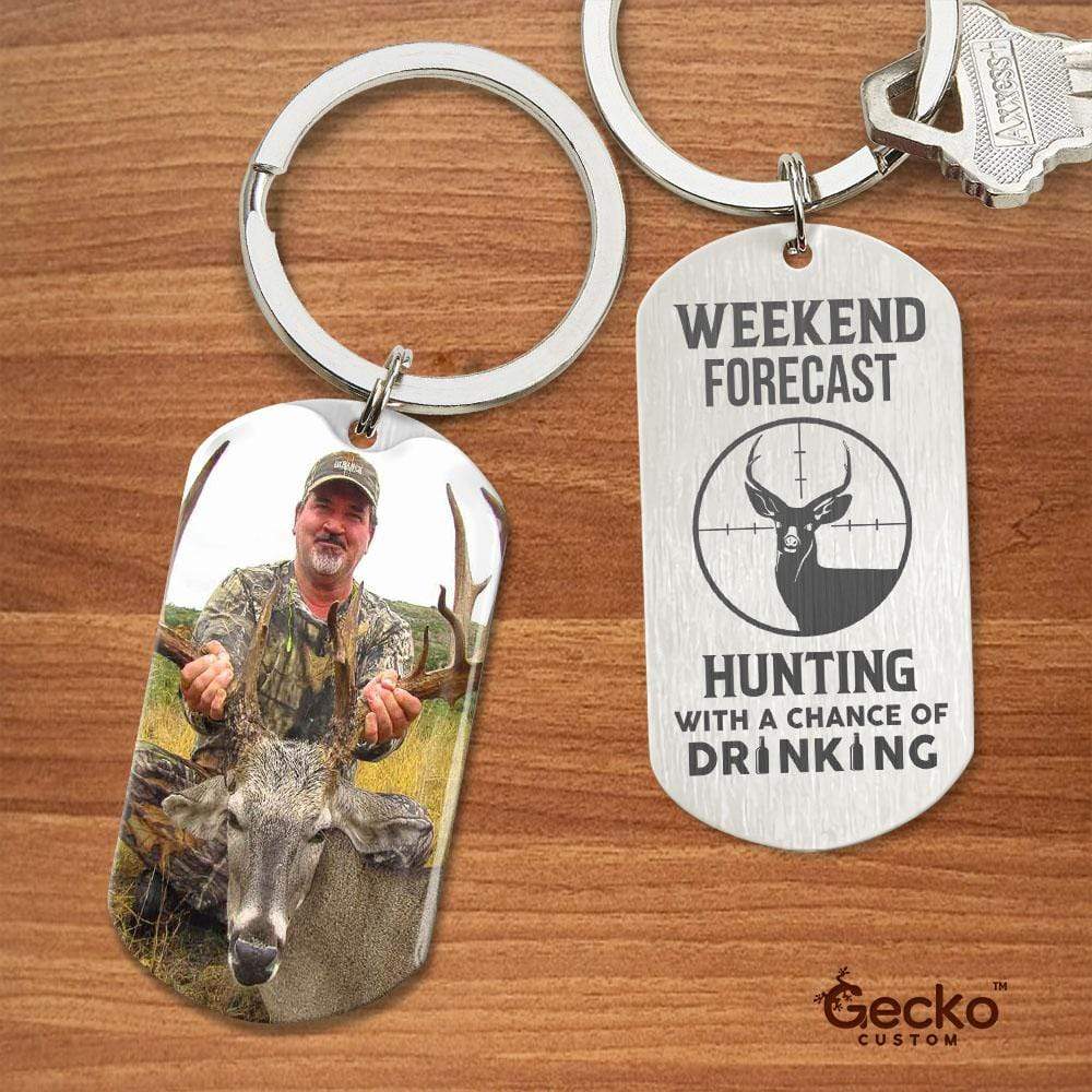 GeckoCustom Hunting With A Chance Of Drinking Hunter Metal Keychain HN590 No Gift box / 1.77" x 1.06"
