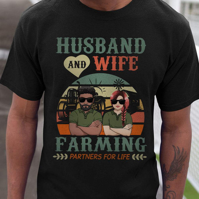 GeckoCustom Husband and Wife Farming Partners for Life Farmer Tshirt, Farmer Gift HN590 Basic Tee / Black / S