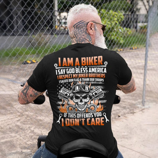 GeckoCustom I Am A Biker, If This Offends You I Don’t Care Shirt For Bikers, HN590 Basic Tee / Black / S